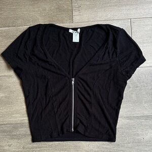 Black Zippered Women's Top
